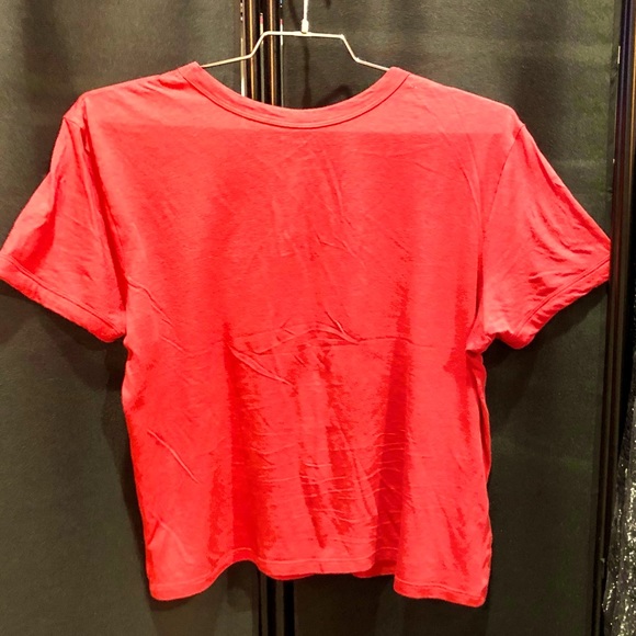 EXPRESS Red Graphic Sporty Logo Modal Knit TShirt athletique sizeL like new cond - Picture 8 of 11